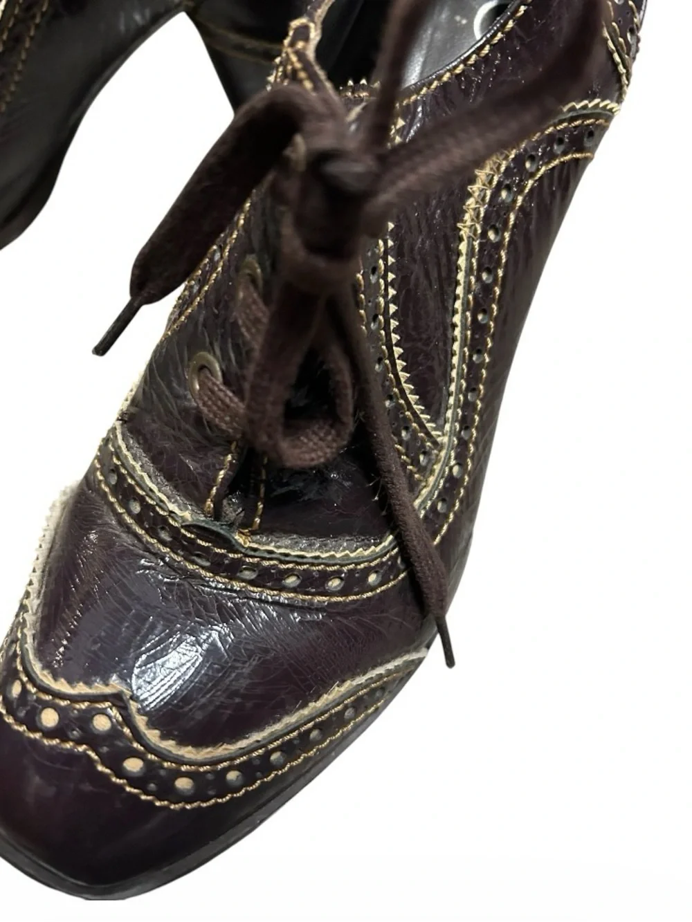 Ginita Women's Espresso Lace-Up Oxford Heels Sz 8.5